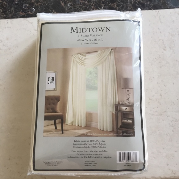 Midtown Window Scarf Valance Cream 48” W x 216” L - Picture 2 of 3